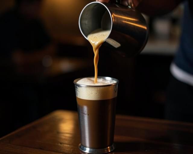 Filter coffee poured from a height